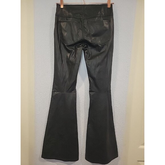 Free People Faux Leather Flared Pants Size 25 Women's Festival Boho Back Pockets - Picture 4 of 9